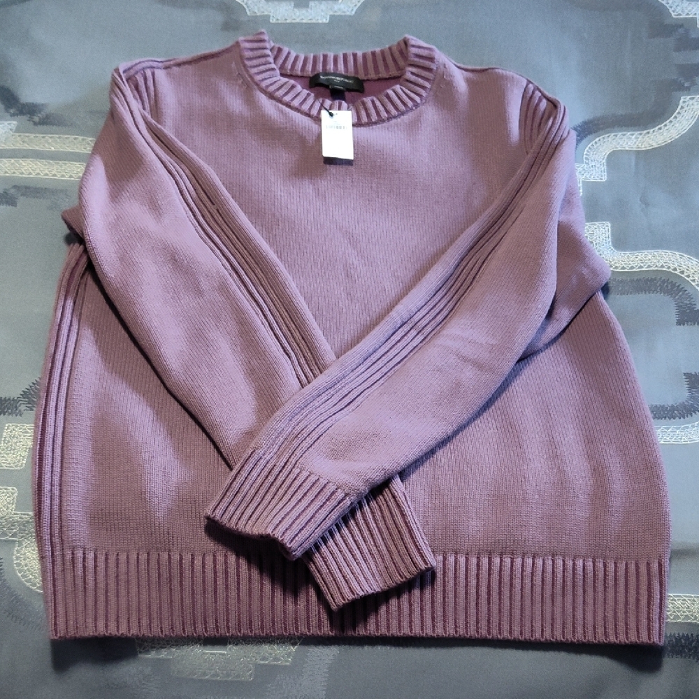 Banana Republic Factory Amethyst Purple Plaited Crew-Neck 100% Cotton Sweater
